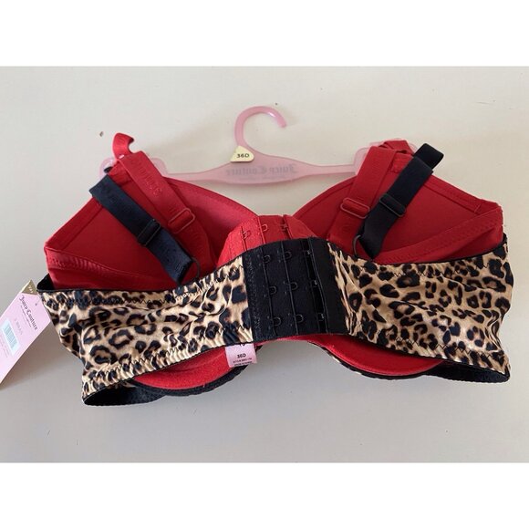 2 Pack Juicy Couture Bra Show Me Off Lined JC2801 Leopard Print Red Size 36D NEW - Picture 7 of 10